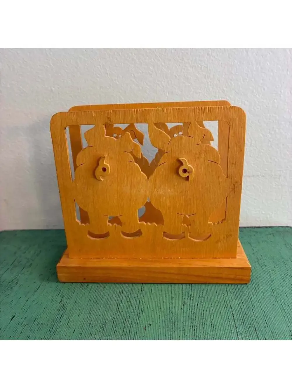 Vintage Handmade Scroll Saw Wooden Pig Napkin Holder Country Farmhouse Folk Art